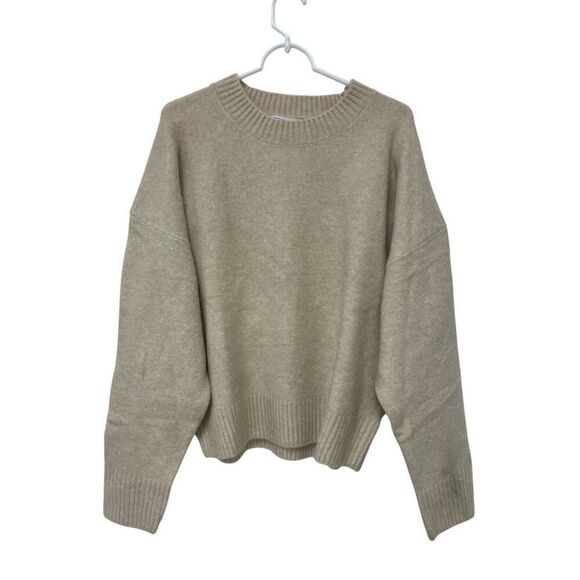 Zara Womens Sweater L Ecru Beige Pullover Crew Neck Cozy Soft Knit 2142/168 NWT - Picture 2 of 11